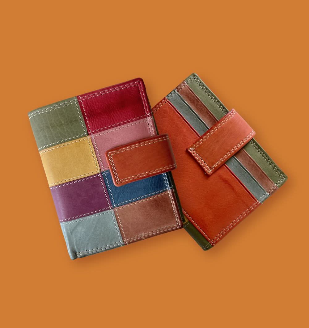 Mini Portafoglio in Vera Pelle | Portafoto, Portamonete con zip, Doppia Tasca Banconote, Spazi Tessere