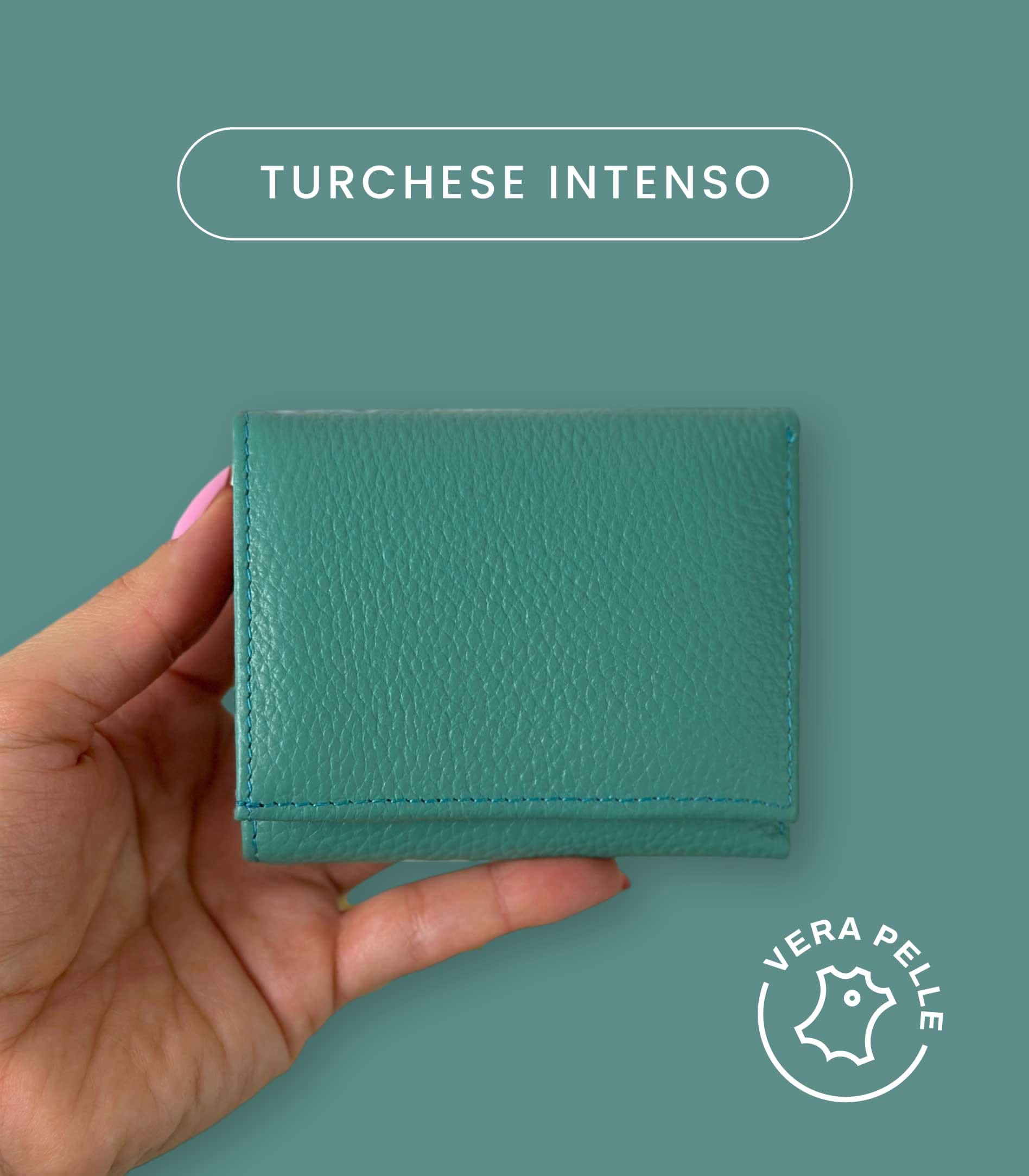 Mini Portafoglio in Vera Pelle | Portafoto, Portamonete, Spazi Tessere, Tasca Banconote